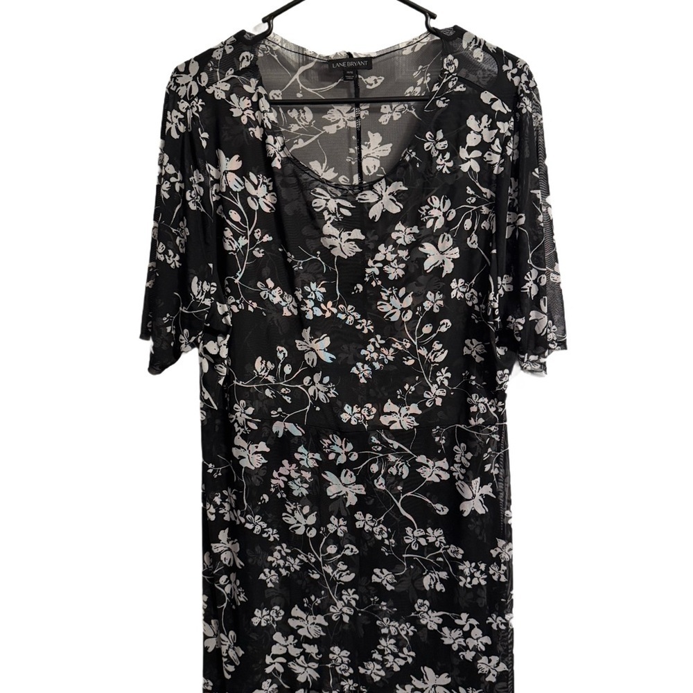 Lane Bryant Floral Black and White Long Layering Tunic Blouse